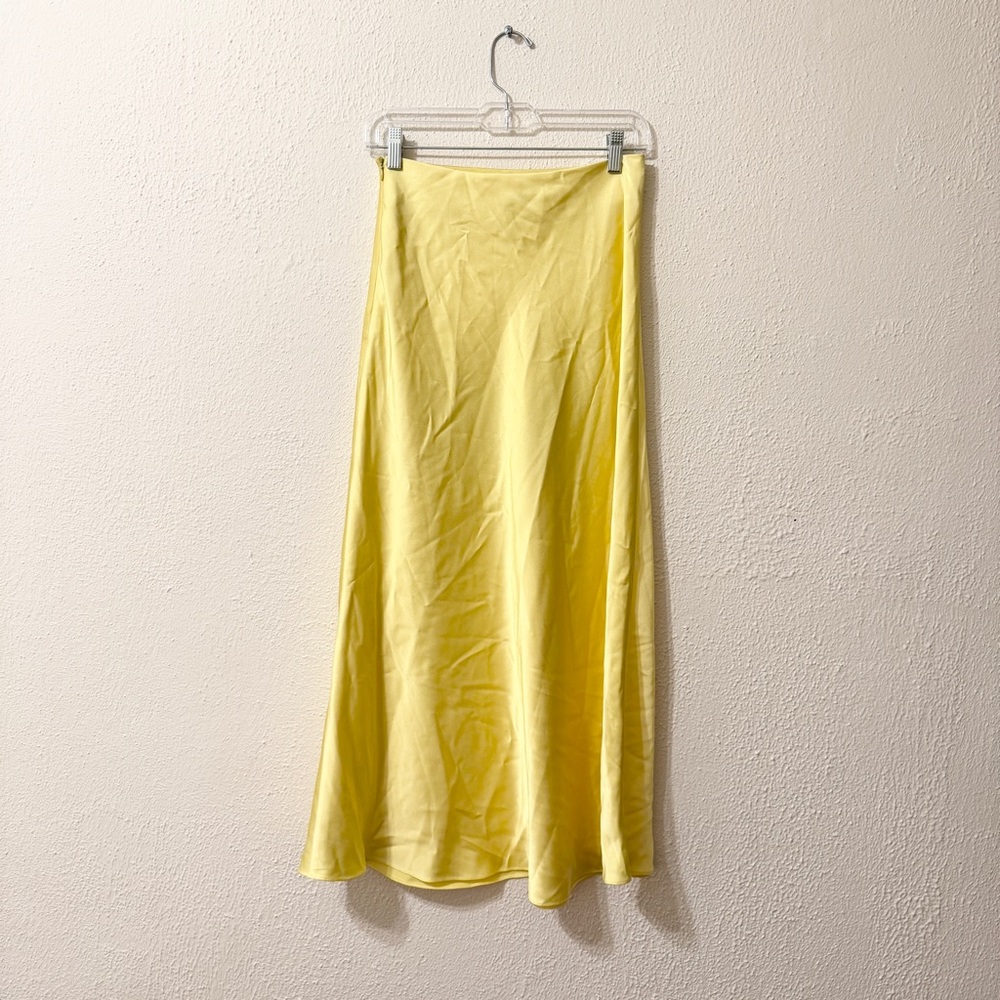 Gianni Bini Butter Yellow Satin Maxi Skirt